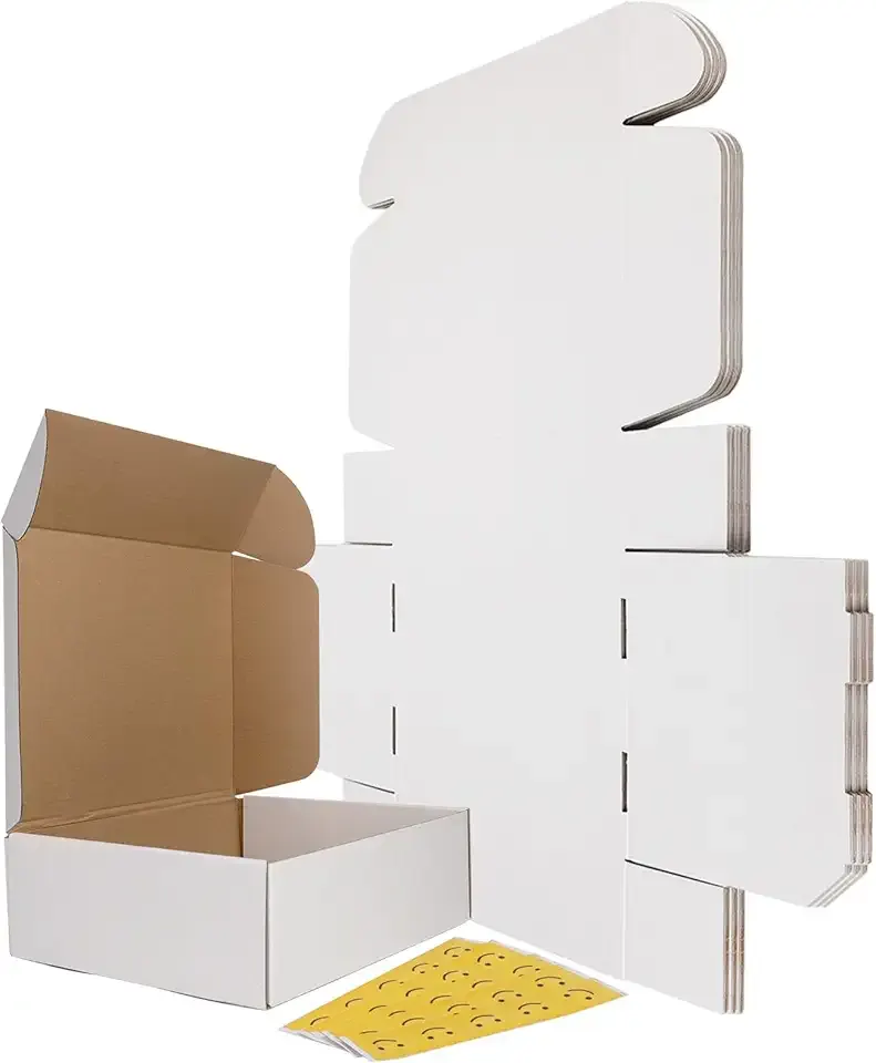 RLAVBL 13x10x4 Shipping Boxes Set of 15, White Corrugated Cardboard Mailer Box for Packing, Mailing, Business