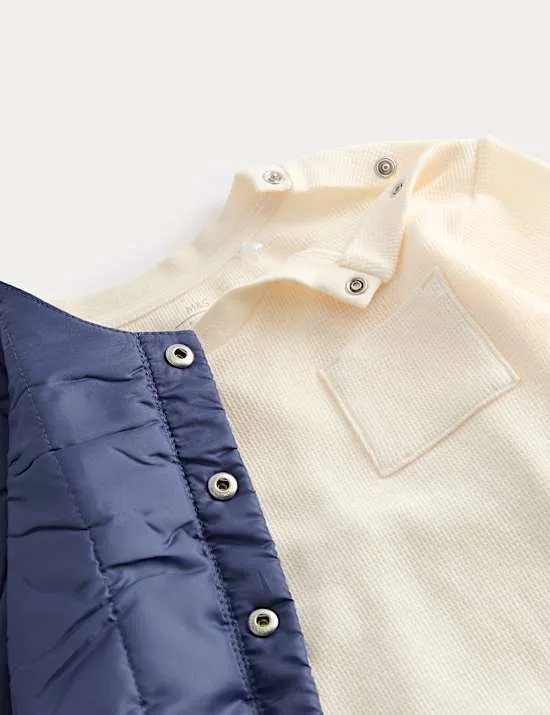 3-teiliges Outfit mit Gilet mit Gingham-Muster (0–3 J.)