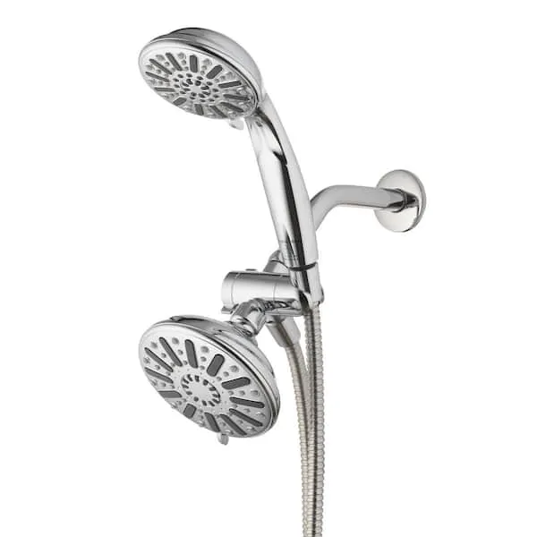 6-​Spray 5 in.​ Dual Wall Mount Fixed and Handheld Shower Head 1.​8 GPM in Chrome