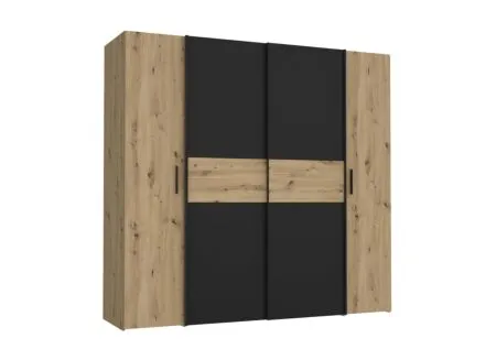 Kleerkast Kapaza 200cm - decor - artisanale eik & zwart