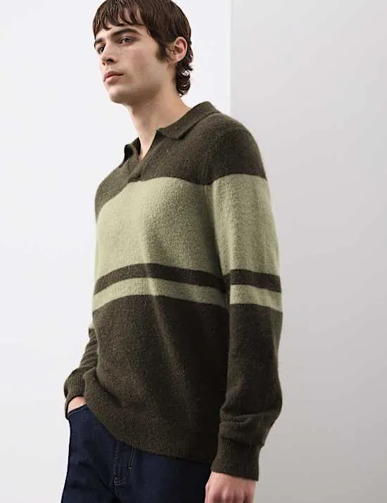 Merino Mohair Blend Block Striped Jumper