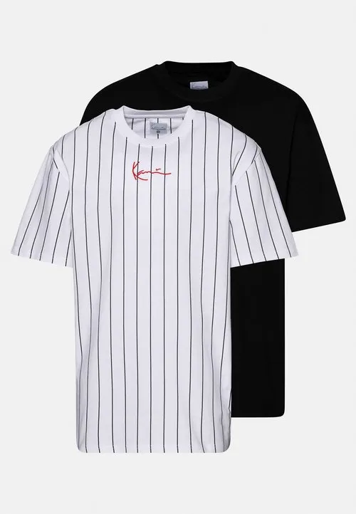 PINSTRIPE ESSENTIAL TEE UNISEX 2 PACK - T-shirts med print - white/black