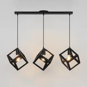 Lampadario Design P12105LM-3B BK nero paralume nero 3x E27 Ø16cm INSPIRE