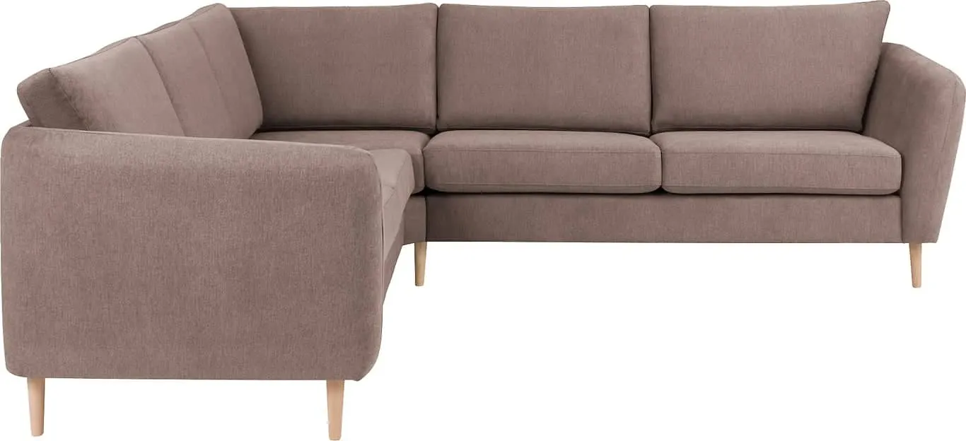 Sone høy hjørnesofa Modulsofa. 2 seter + hjørne + 2,5 seter i stoff 314/Mine medium brown med armlene W2