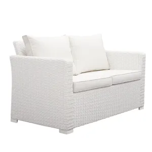 Divano da giardino con cuscino bianco e braccioli Luma NATERIAL da 2 posti, struttura in alluminio seduta in alluminio bianco, L 138 x H 79.5 x P 78.5 cm