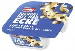 Müller Joghurt mit der Ecke Schoko Balls & Joghurt Vanille-Geschmack