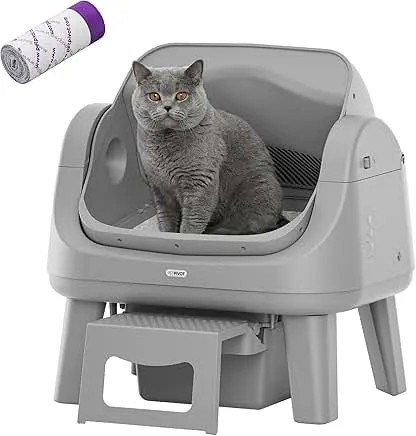 PetPivot Open Top Self Cleaning Cat Litter Box, Auto…