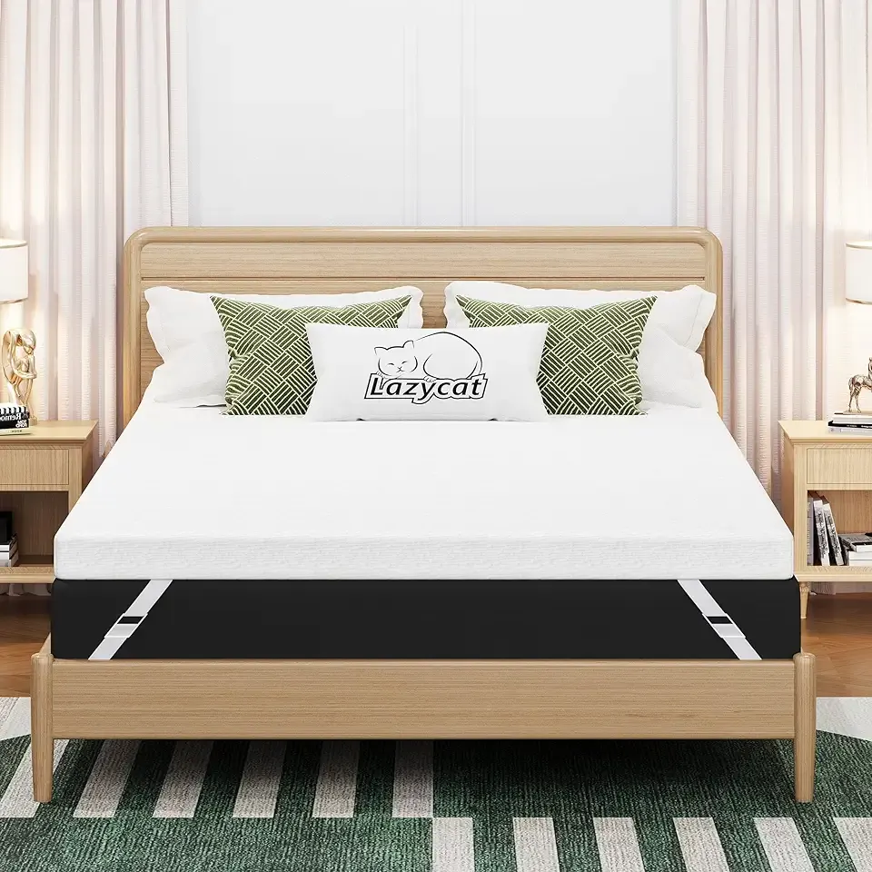 Queen Mattress Topper, 3 inch Memory Foam Mattress Topper for Back Pain Relief, Removable & Washable Cover, Anti-Slip, CertiPUR-US & Oeko-Tex Certified