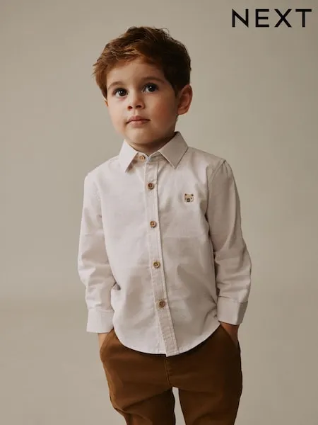Ecru Character Long Sleeve Oxford Shirt (3mths-7yrs)