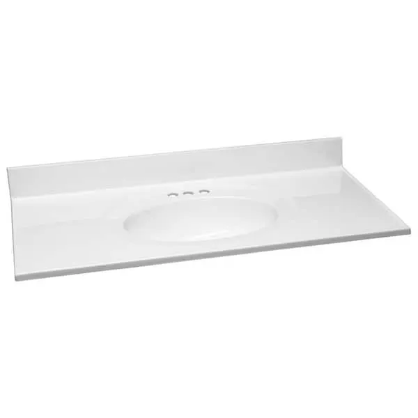 Design House 43 in.​ W x 22 in.​ D Cultured Marble Vanity Top in Solid White with Solid White Basin and 4 in.​ Faucet Spread