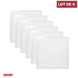 Lot de 6 - Panneau LED 60x60 40W Blanc froid 6500K encastrable Haute Luminosité - Digilamp