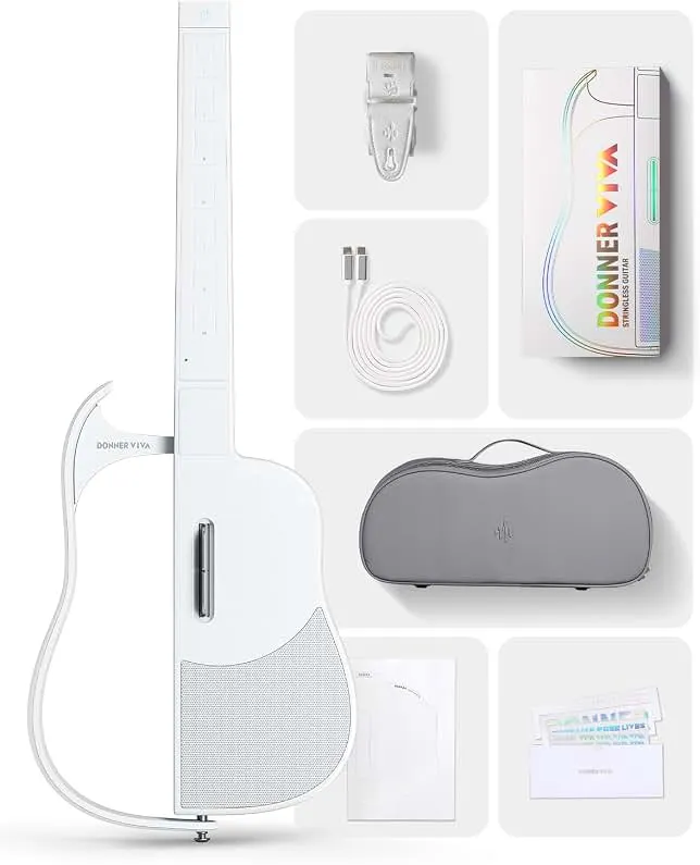 Donner VIVA Stringless Smart Guitar with Rich App Features for Beginners | Fast Learning, Built in Speaker, 7 Ultra-Realistic Instrument Tones, Re…