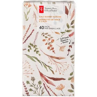 3 Ply Buffet Napkins 40 Pack - Botanical
