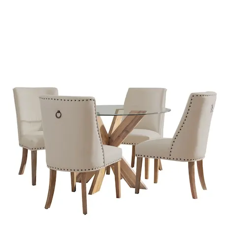 Linon Home Décor Products Balfour 5PC Dining Set, Natural Linen