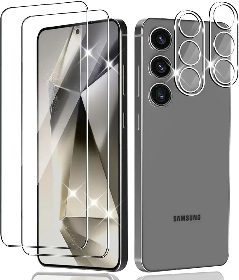【2+2 2 pack Screen Protector Tempered Glass and 2 pack Camera Lens Protector for Samsung Galaxy S24,[99H Hardness]