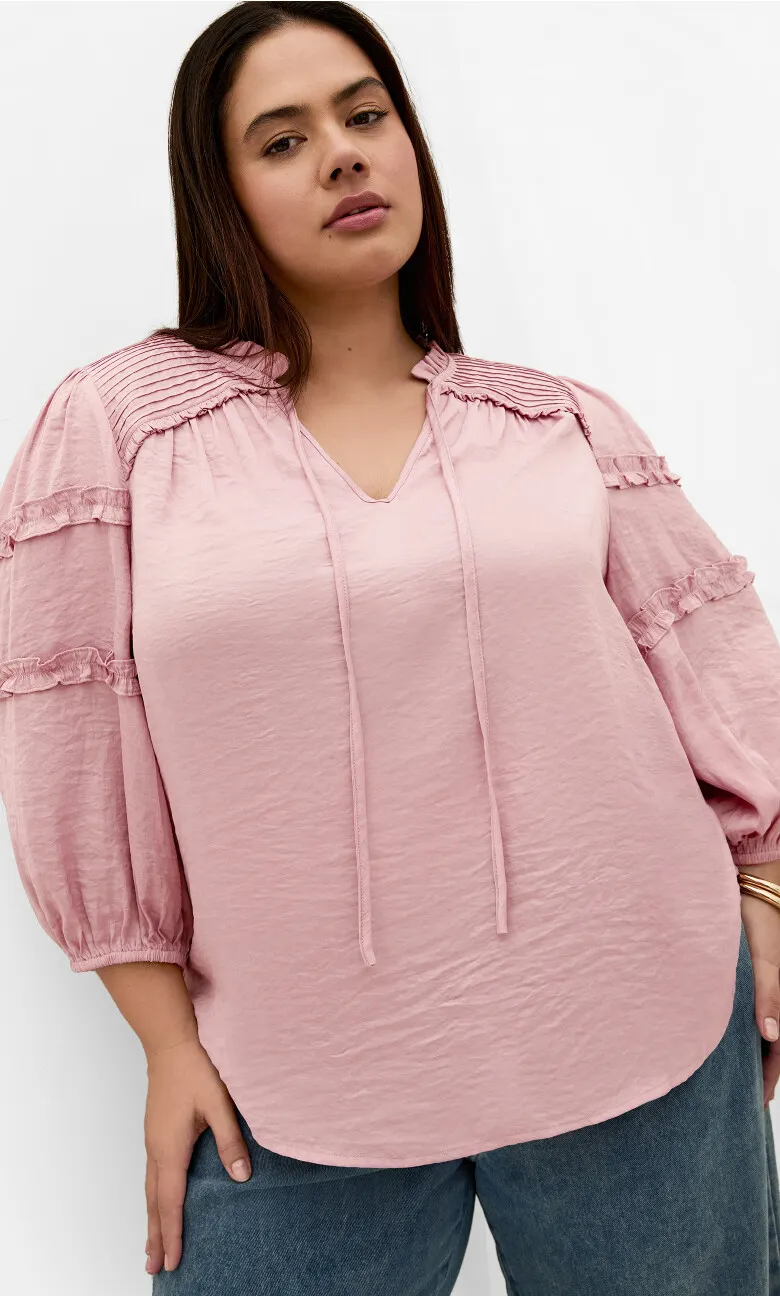 Drama Queen Elbow Sleeve Shirt - dusty pink