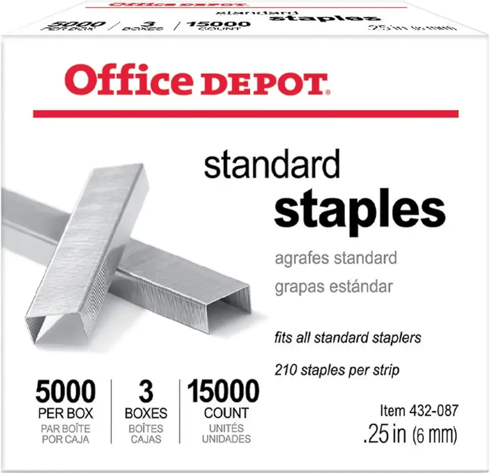 Office Depot Standard Staples, 1/4in., Pack of 3 Boxes, 0