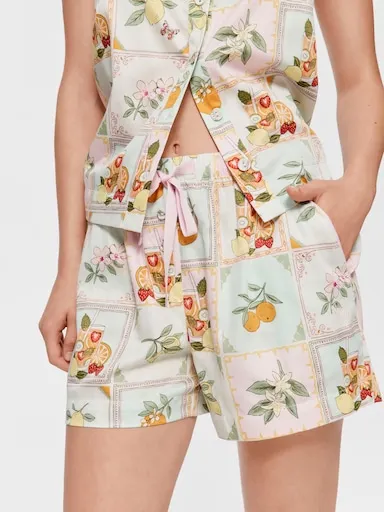 Summer Garden Tile 100% Cotton Mid Short