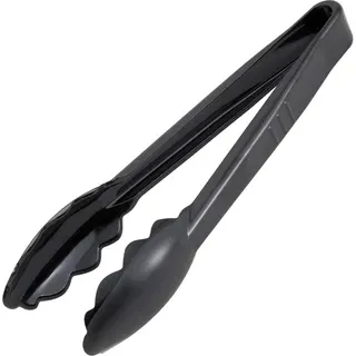 Winco 9" Plastic Tongs, Black, 6-count