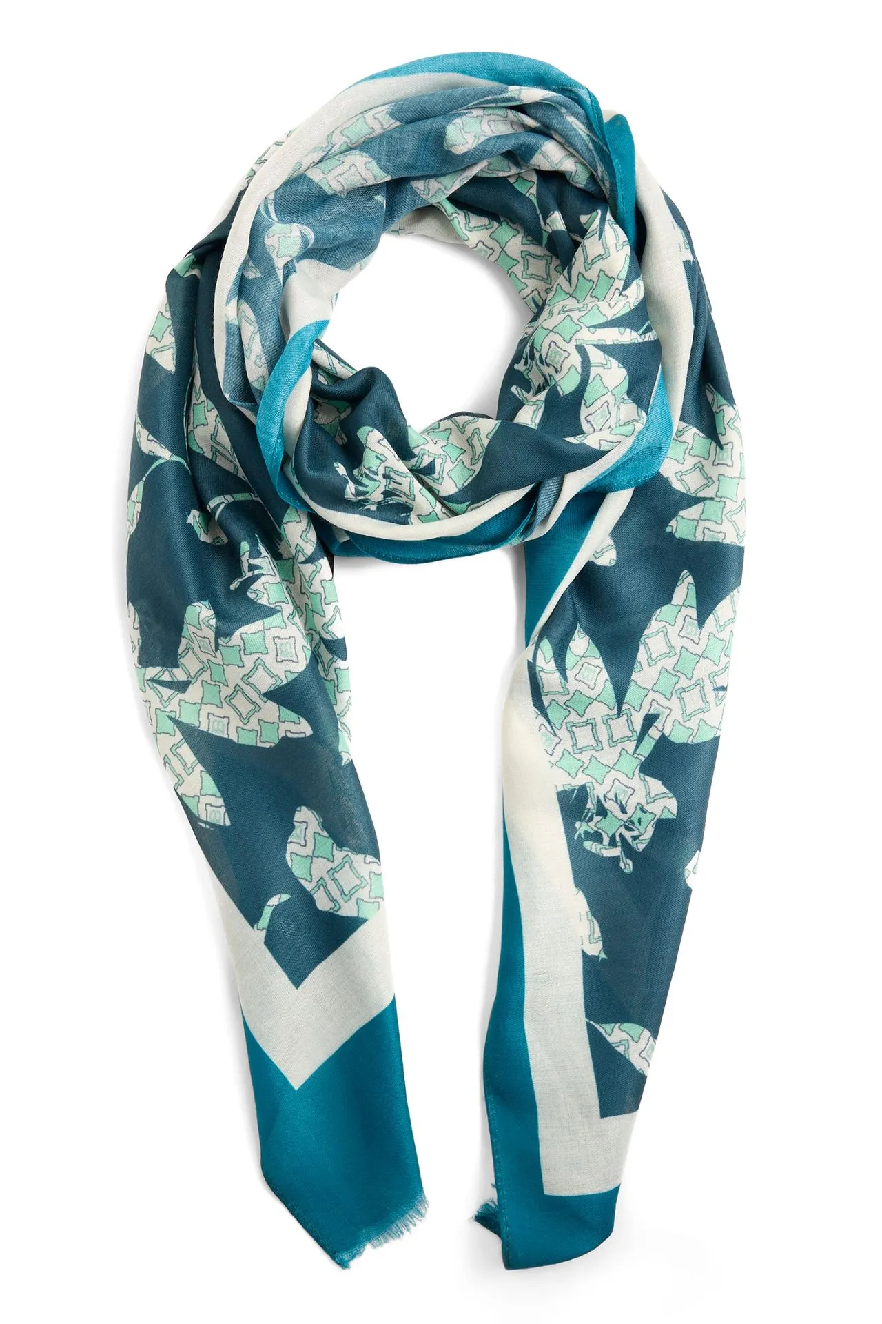 Groene sjaal met grafische print