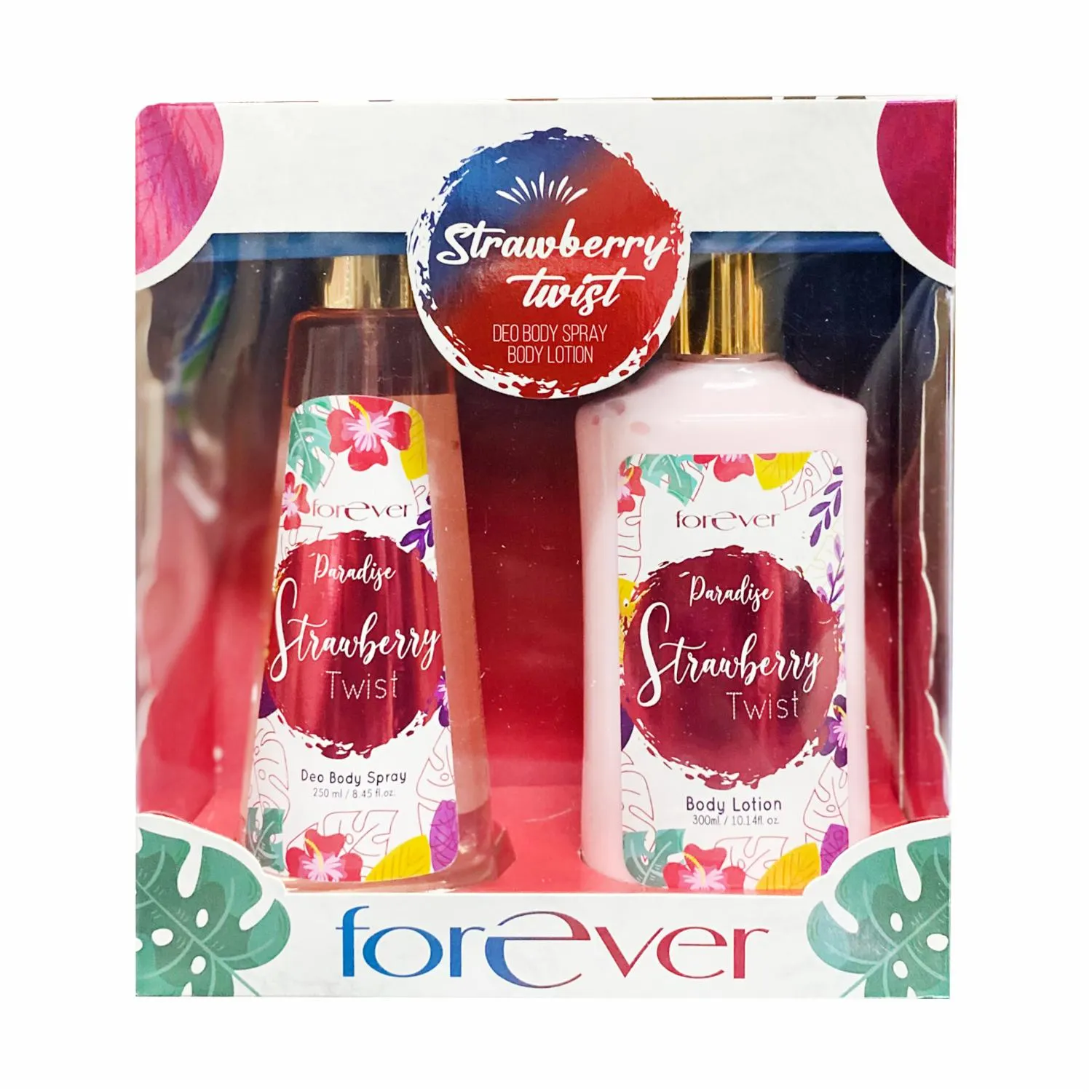 Set Para Dama Metalizado Paradise Strawberry Twist 290Ml. FOREVER 550 ml