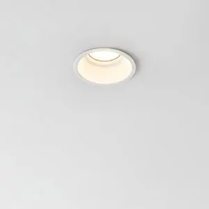 Downlight empotrable blanco redondo cepillado compatible con bombilla GU10 MIALUZ ø7.4 cm IP20 - Foco empotrable ojo de buey para techos