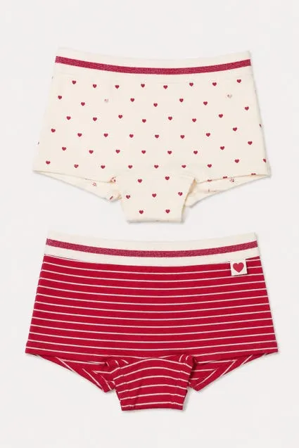 Kids 2-pack katoenen shorts met hartjes - inSua