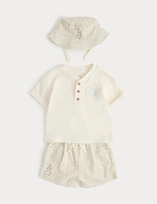 3 Piece Cotton Rich Peter Rabbit ™ Shorts Outfit (0-3 Years)