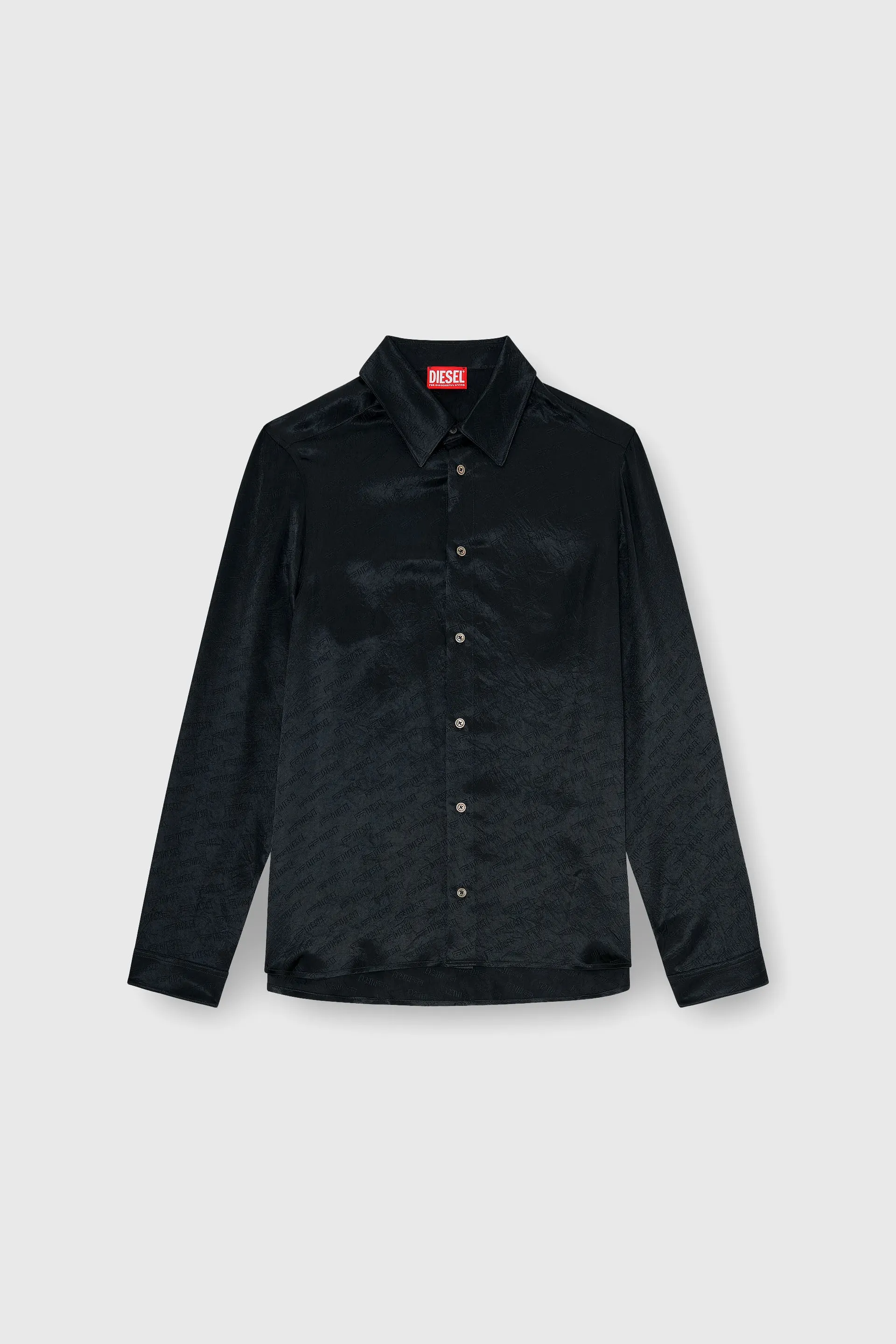 Shirt in logo-jacquard crinkled satin