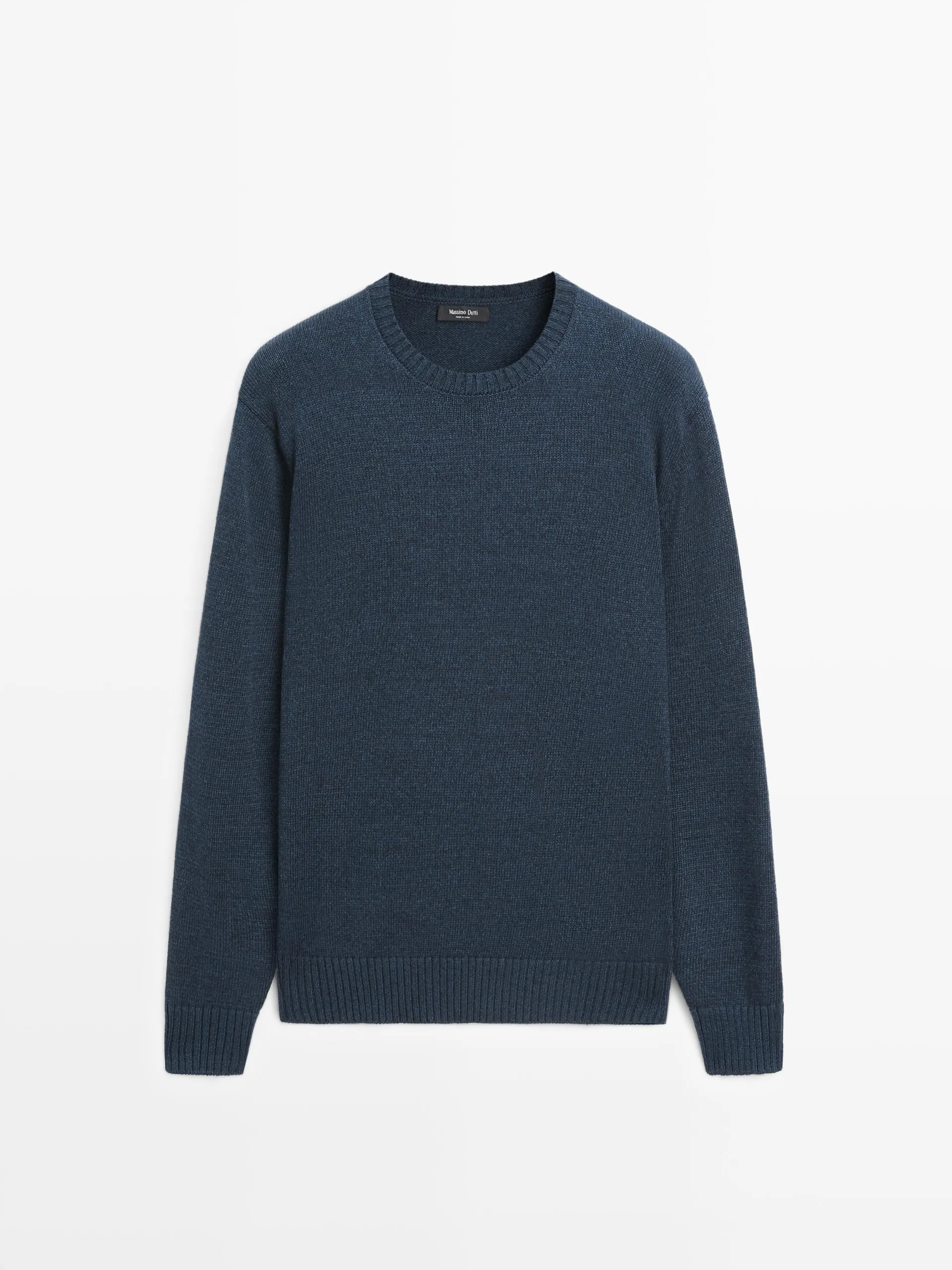 Denim-effect tricot trui met ronde hals