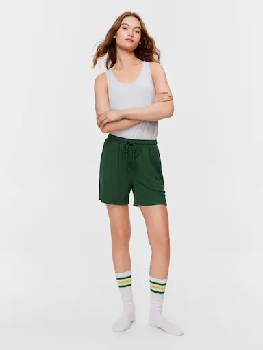 Olive Bamboo Rib Long Short