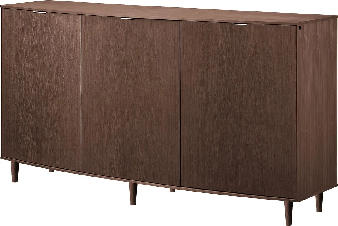 Editions by Skovby skjenk 423 149 x 41, H 80 cm, 3 dører og 1 skuff, mocca eik, lakk