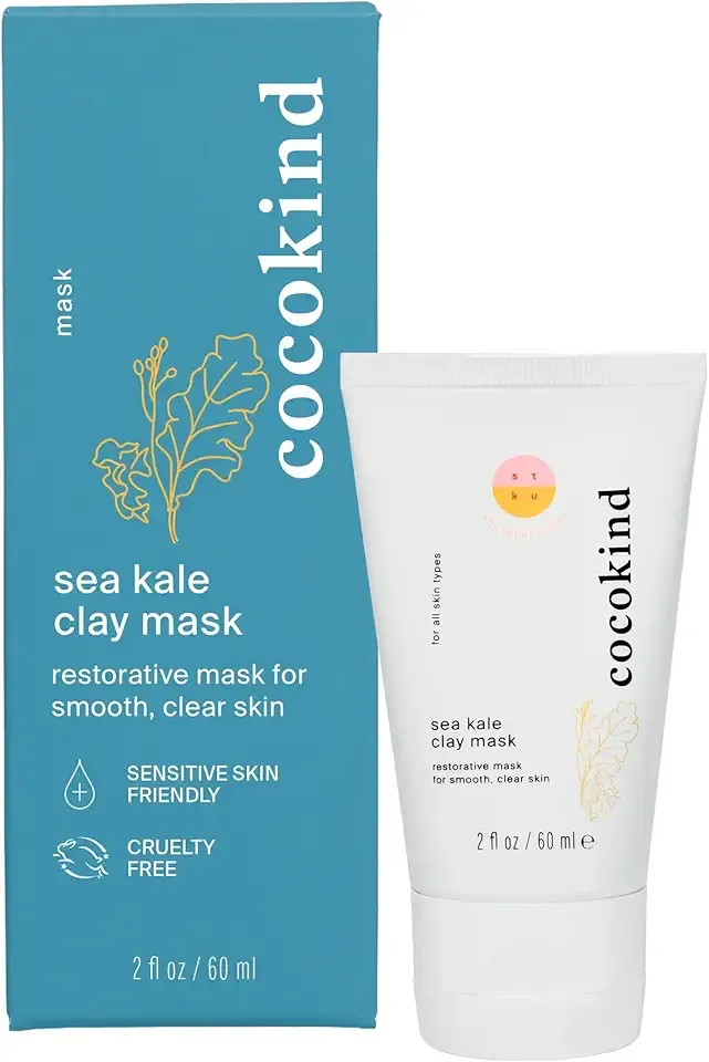 Cocokind Sea Kale Clay Mask, Gentle Exfoliaion for Radiant, Smooth Skin, Made with Blue Kale Sea Extract & Glacial Oceanic Clay to Help Reduce Excess Sebum for Smooth Skin, 2 Fl Oz
