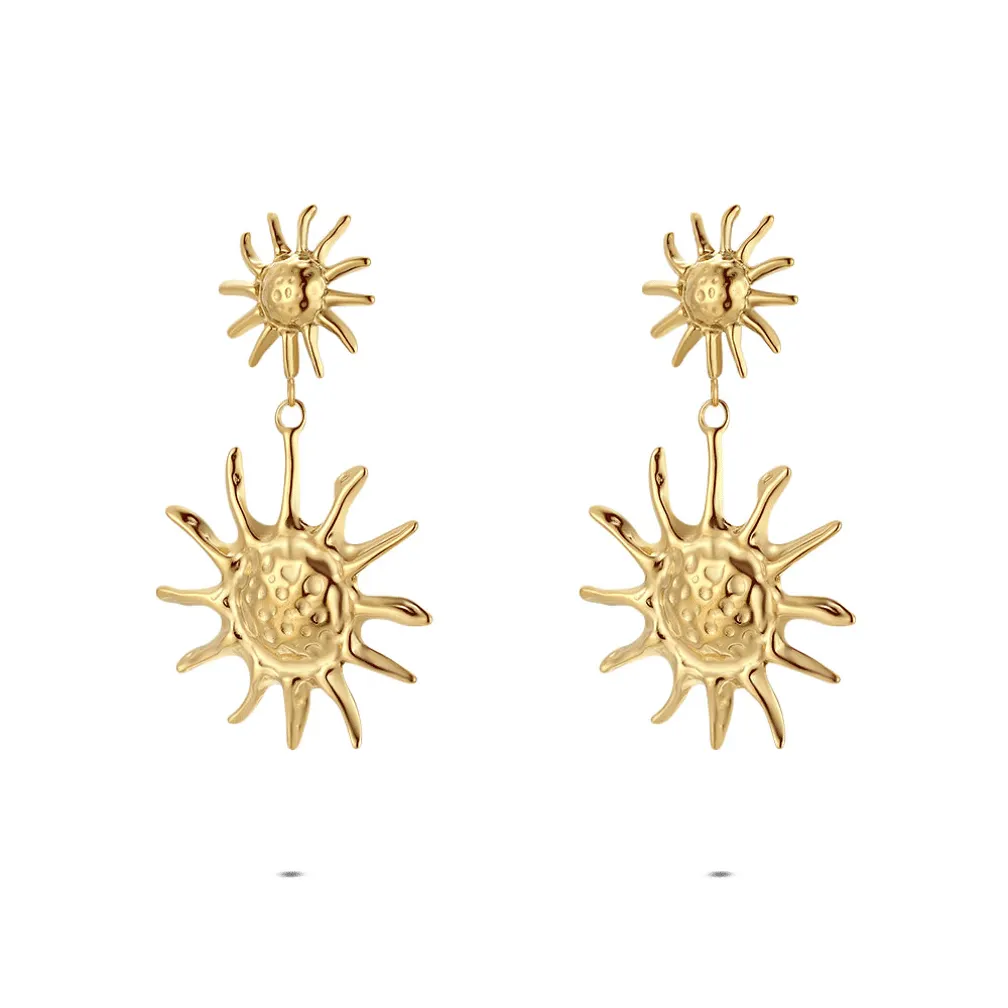 Oorbellen in edelstaal, zonvorm