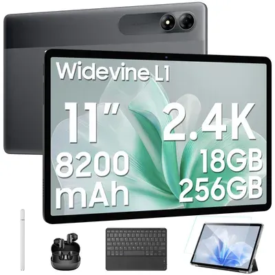 Blackview Tab9WiFi Android Tablet, mit Zubehör, FHD+ 11 Zoll großes display, 18GB+256GB(2TB) Octa-Core T606 Widevine L1, 13MP+5MP,8200mAh, AI-Kamera