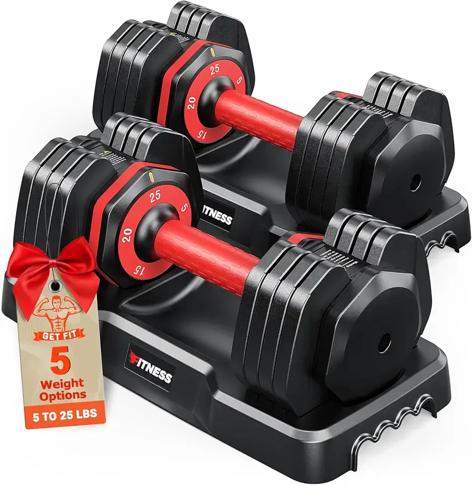 Adjustable Dumbbells Set of 2, 1 Hand Adjustable Weights Dumbbells Set, 5 in 1/10 in 1 Free Dumbbell with Anti-Slip Texture Handle, 25/55/80lb Pair Weight Set For Home Gym Suit both Men and Women