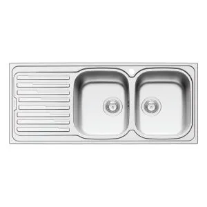 Lavello integrato 2 vasche in inox argento DELINIA Amaltia L 50 x L 116 cm