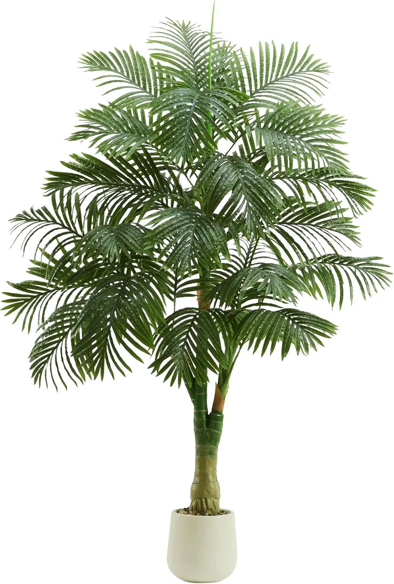 Artificial Golden Cane Palm Tree 6FT Tall Fake Plant Large Tropical Palms Trees with 3 Realistic Trunks, Faux Palm Plant Artificial Tree in Pot for Indoor Outdoor Room Patio Office Home Decor