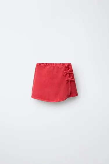 TWILL BERMUDA SKORT WITH BOWS