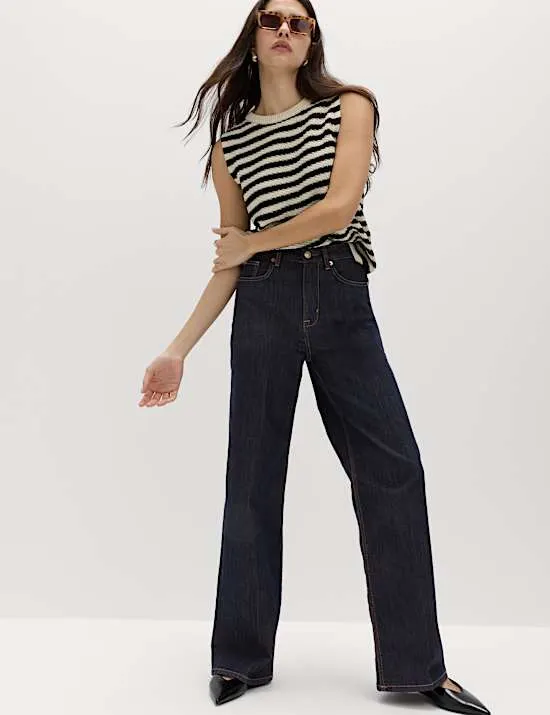 High Waisted Smart Wide Leg Jeans
