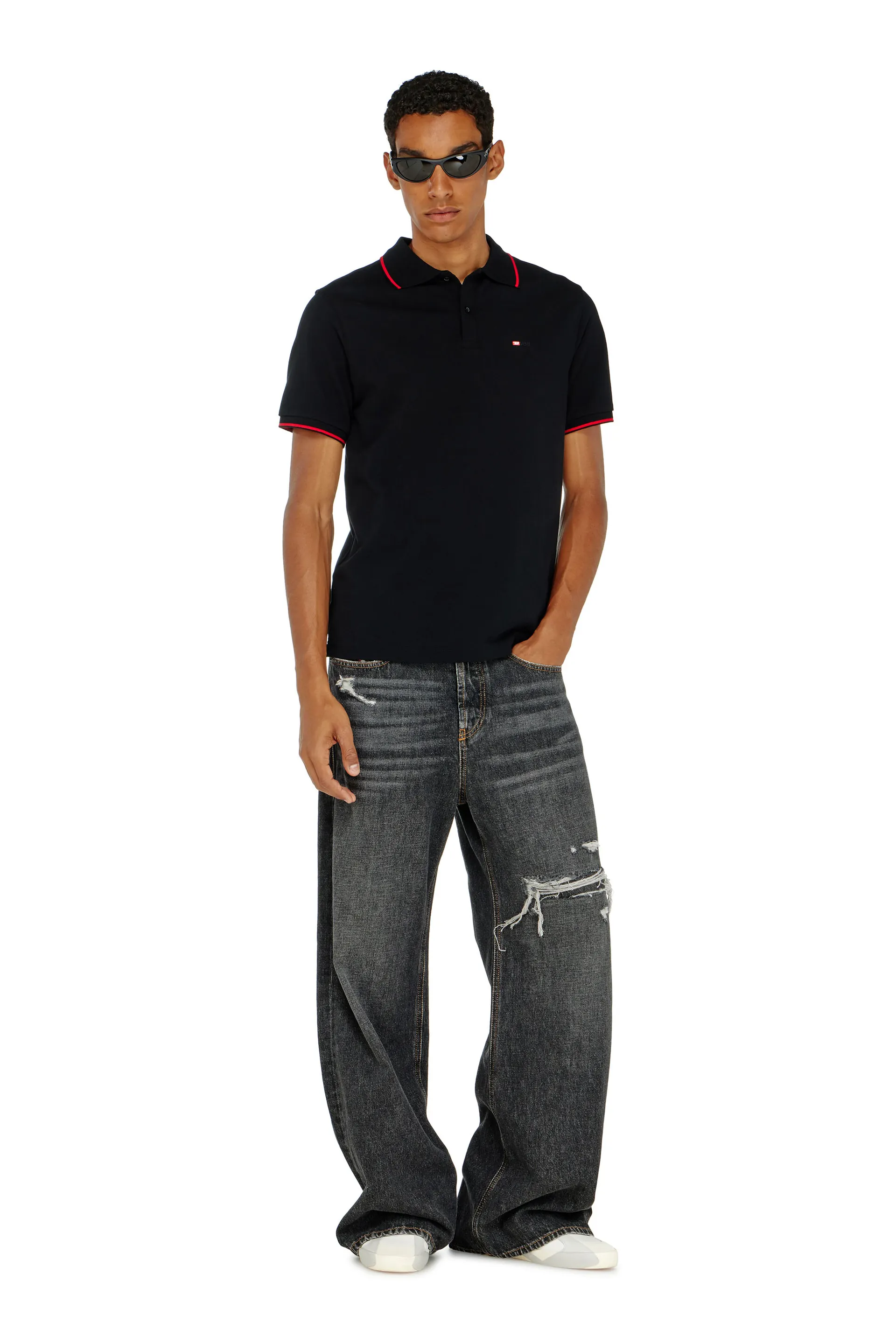 Polo shirt with micro Diesel embroidery