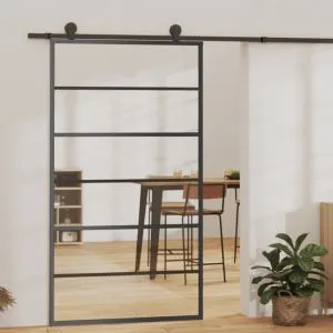 Puerta corredera con herrajes esg vidrio y aluminio 102x205 cm esxt9342