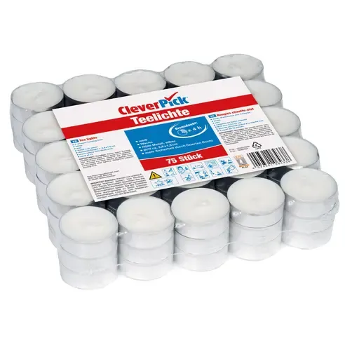 clever pick Teelichte - weiß - 75 Stück