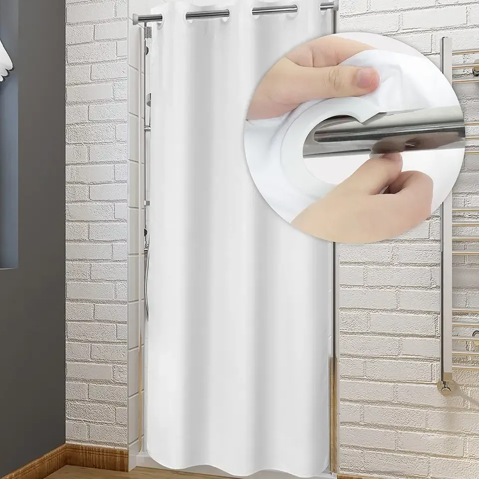 River Dream No Hook Stall Shower Curtain or Liner 36" Wide - Soft Microfiber Small Shower Curtain with Magnets for Narrow Stall, Waterproof Fabric & Machine Washable, White