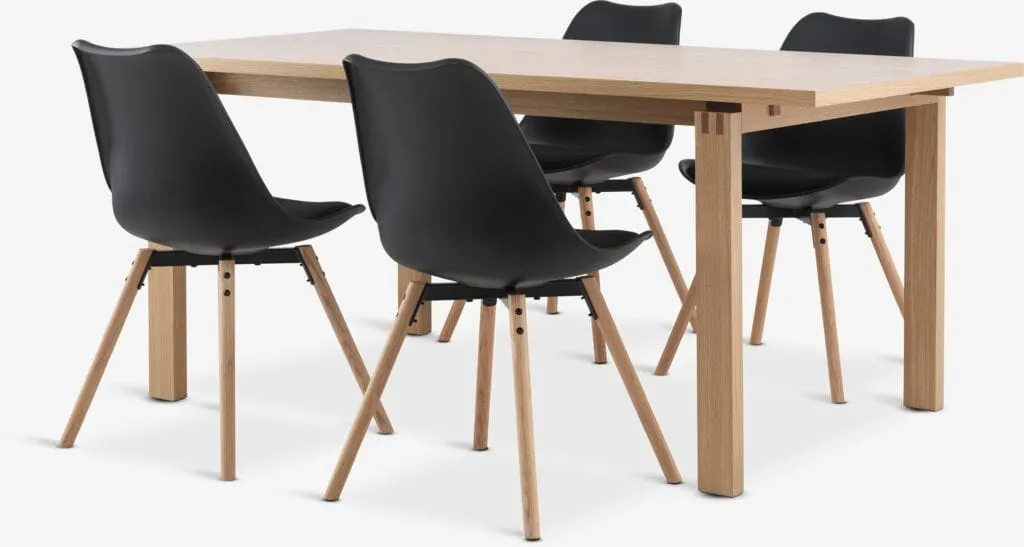 MEJLSKOV Tavolo L180 rovere naturale + 4 KASTRUP Sedie nero