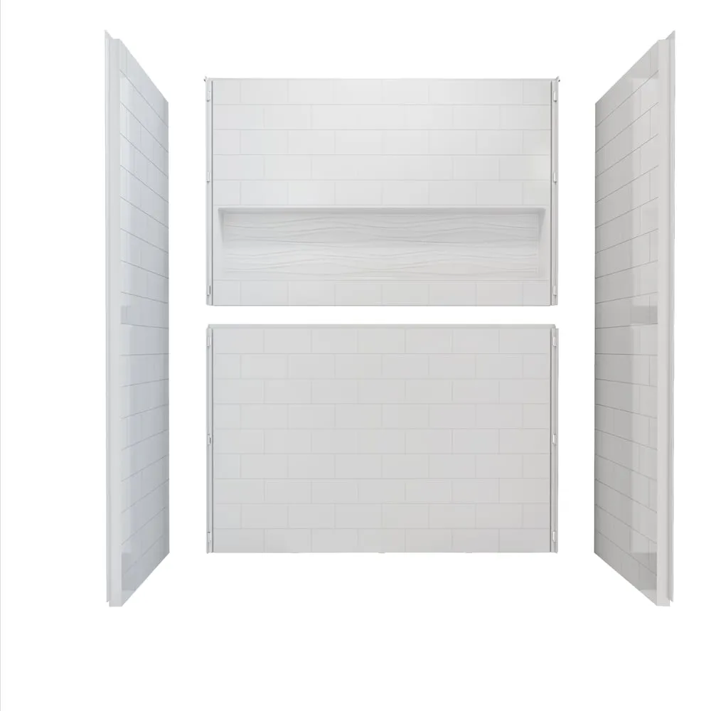Vanity Art 60 in. x 32 in. 4-Piece Direct-to-Stud Alcove Shower Wall Kit Set in White