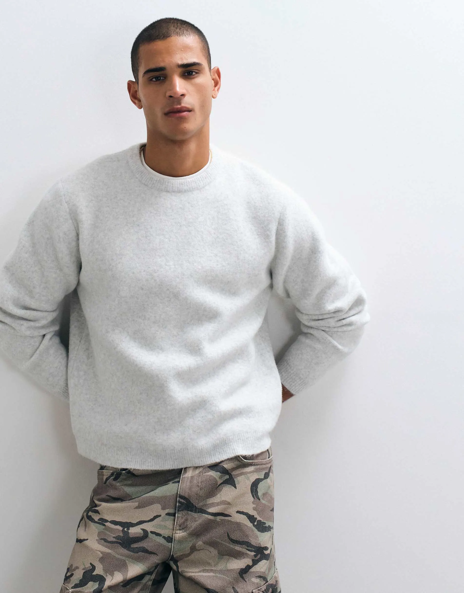 ASOS DESIGN relaxed knitted jumper in grey marl