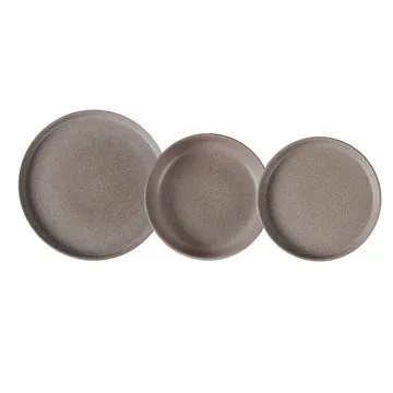 Servizio di piatti in Stoneware Nordica Tortora 18 pezzi
