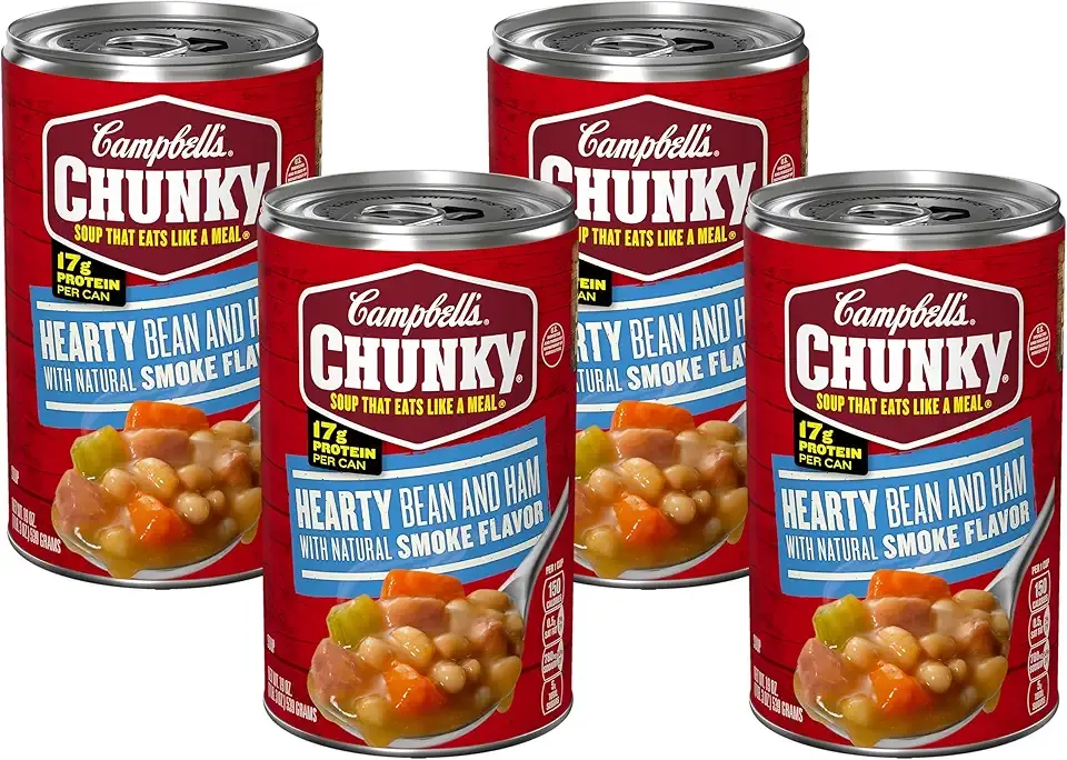 Campbell’s Chunky Soup, Hearty Bean Soup With Ham, 19 Oz Can (Pack of 4)