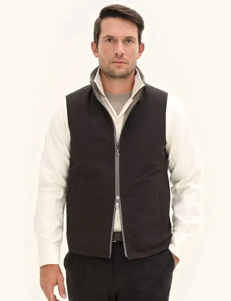 Reversible Padded Vest Beige Melange